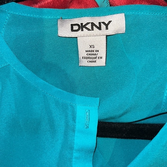 Dkny  teal sheer Loose fit silky sleeveless blouse Sz XS - Picture 7 of 12
